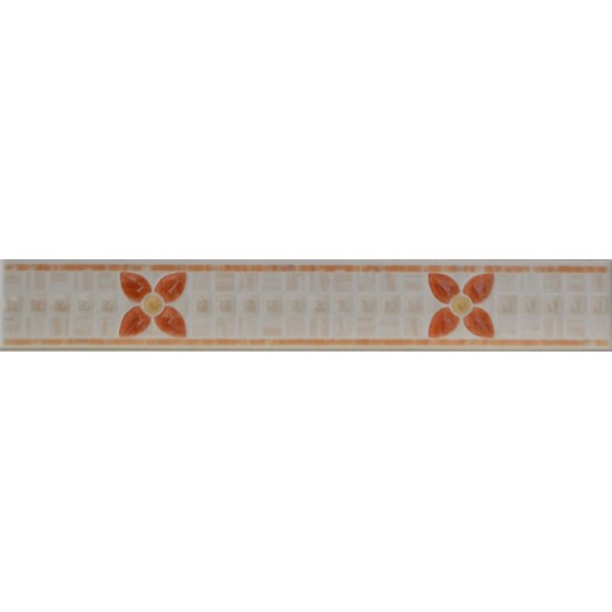 Λιστέλο Λευκό με πορτοκαλί λουλούδια 26,2x4