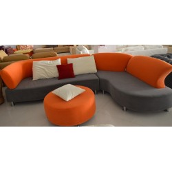Πορτοκαλί -γκρι καναπές